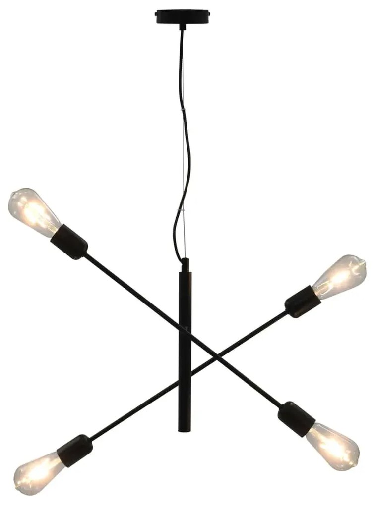 Czarna ruchoma lampa wisząca z żarówkami - 4X EX82 N2-W13