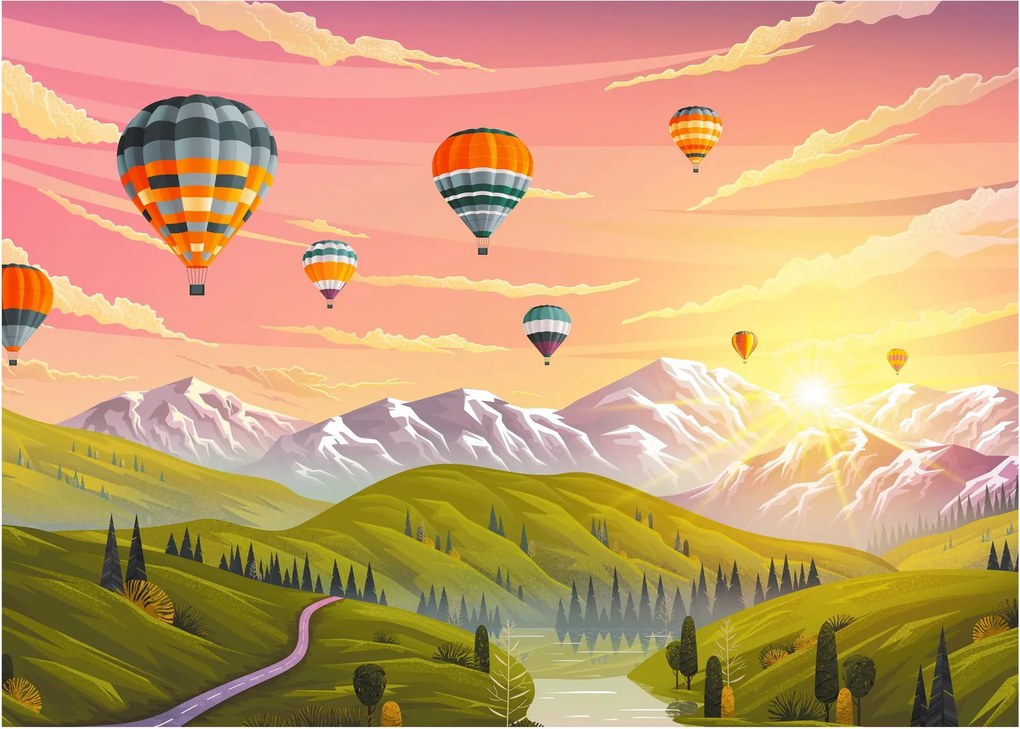 Obraz balonów nad krajobrazem (70x50 cm)