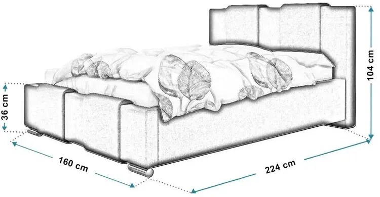 Dwuosobowe łóżko tapicerowane 140x200 Molta 3X - 36 kolorów