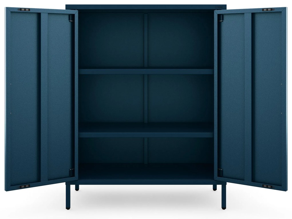 Szafka metalowa niska na nóżkach z półkami granatowa, 800x1015x400 mm: WITOLD Modern