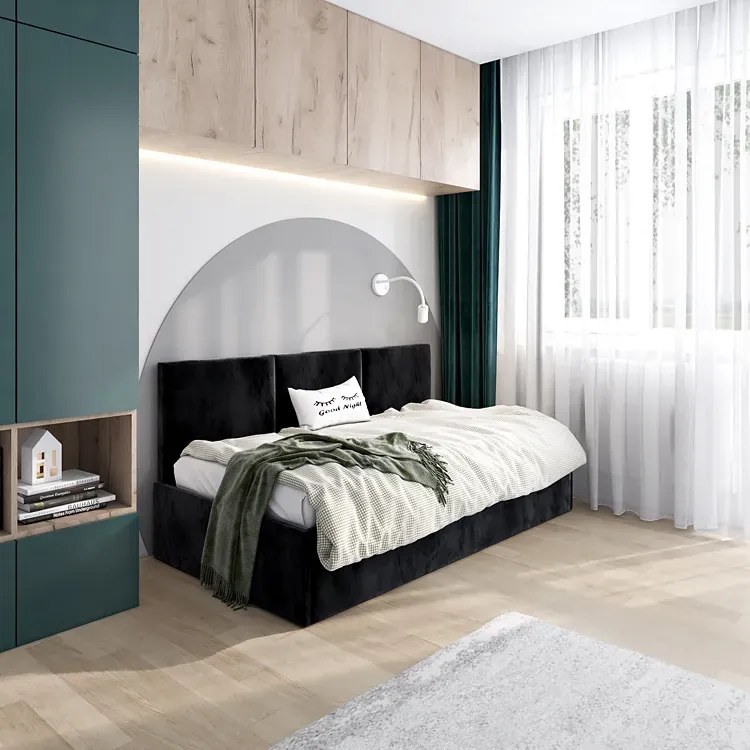 Czarne młodzieżowe łóżko sofa Sorento 4X - 4 rozmiary