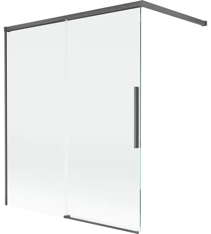 Mexen Rox parawan nawannowy 2-skrzydłowy rozsuwany 140 x 150 cm, transparent, gun gray szczotkowany - 8C9-140-003-66-00