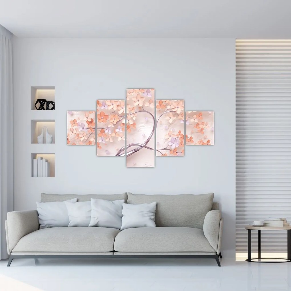 Obraz kwiatów drzewa koralowego - abstrakcja (125x70 cm)