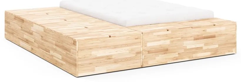 Łóżko dwuosobowe z litego drewna sosnowego ze schowkiem i stelażem 160x200 cm Basement Bed – Karup Design