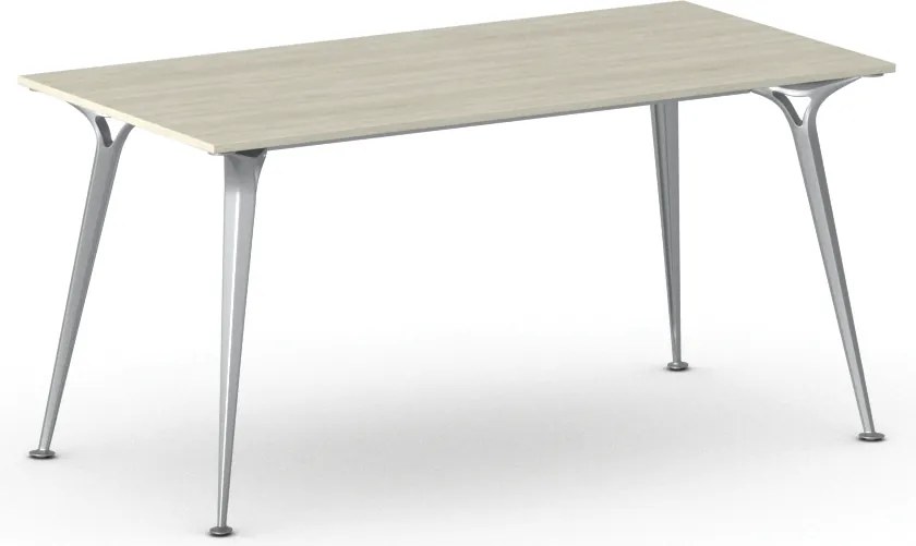 Stół konferencyjny do biura PRIMO ALFA, 160x80 cm, szaro-srebrna podstawa, dąb naturalny