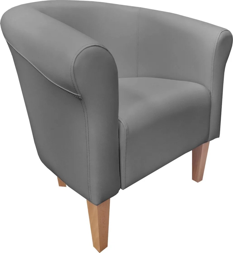Fotel Milo tkanina Eko-skóra elegancki fotel do salonu i gabinetu : Kolor nogi - Drewno, Kolor tkaniny - EKO-SKÓRA - 22D, Wysokość nogi - 20 cm