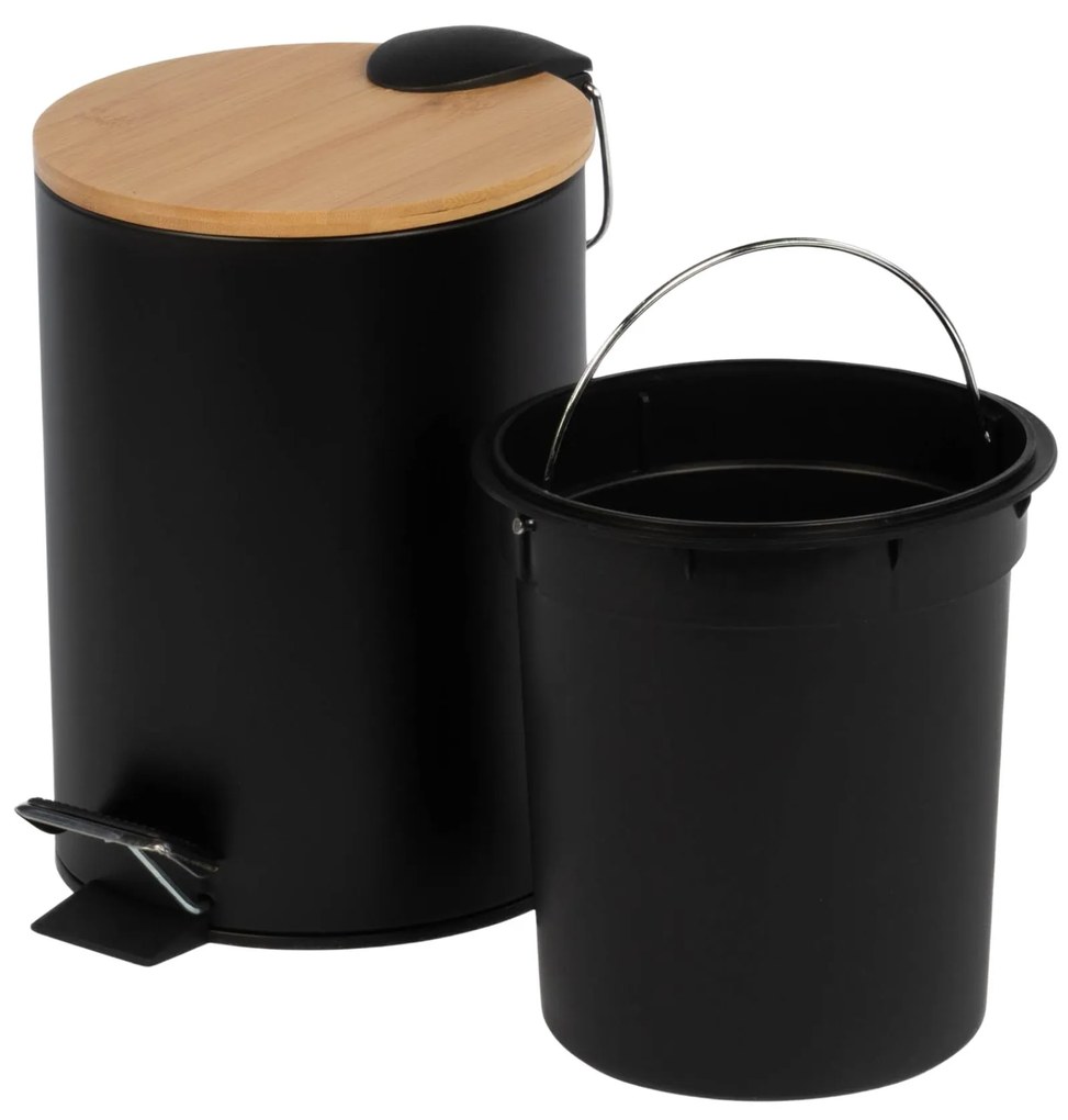 Kosz łazienkowy z bambusem ZETRU, 3 l