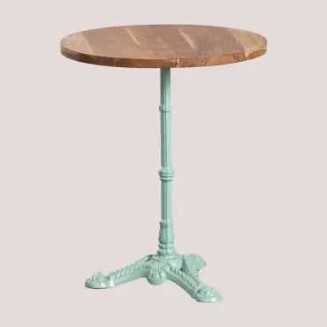 Okrągły Stolik Barowy Z Drewna Akacjowego Vienna Ø60 Cm & Rajska Wyspa Zielona - Sklum