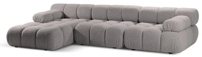 Jasnoszary narożnik modułowy z materiału bouclé (lewostronny) Bellis – Micadoni Home