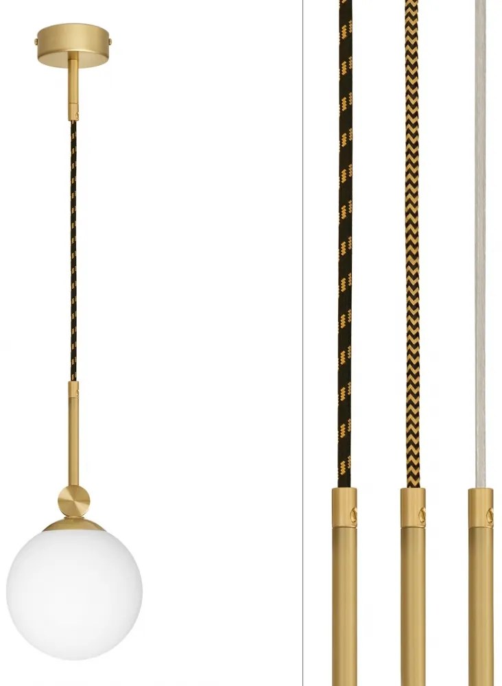 Złota lampa wisząca z białą zamkniętą kulą GP-S1G