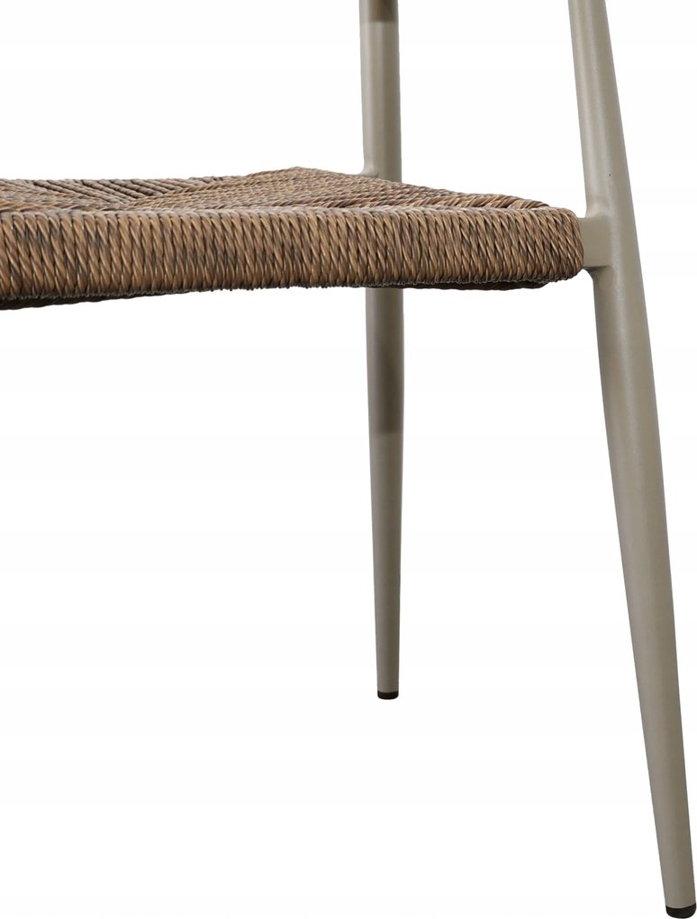 Krzesło Ogrodowe Beżowe 56x60x78 cm Plecione Sznurki Nowoczesne Wytrzymałe