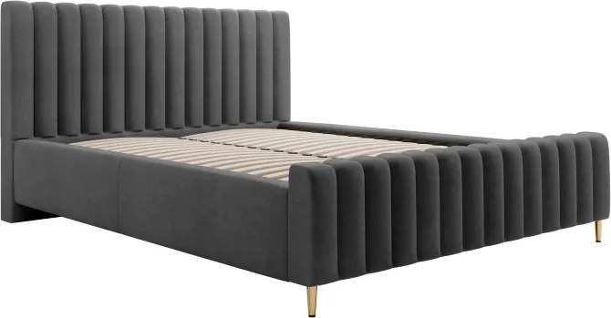 Łóżko LUX tapicerowane z pojemnikiem i zagłówkiem w tkaninie AMON 16 kolor CAPPUCCINO DOMOHOME