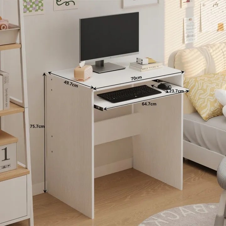 Biurko Komputerowe Białe 70 cm – Loft z Półką na Klawiaturę