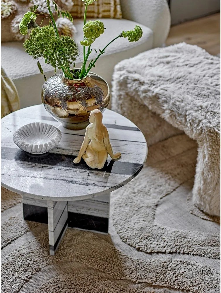 Czarno-biały marmurowy okrągły stolik ø 61 cm Rosito – Bloomingville