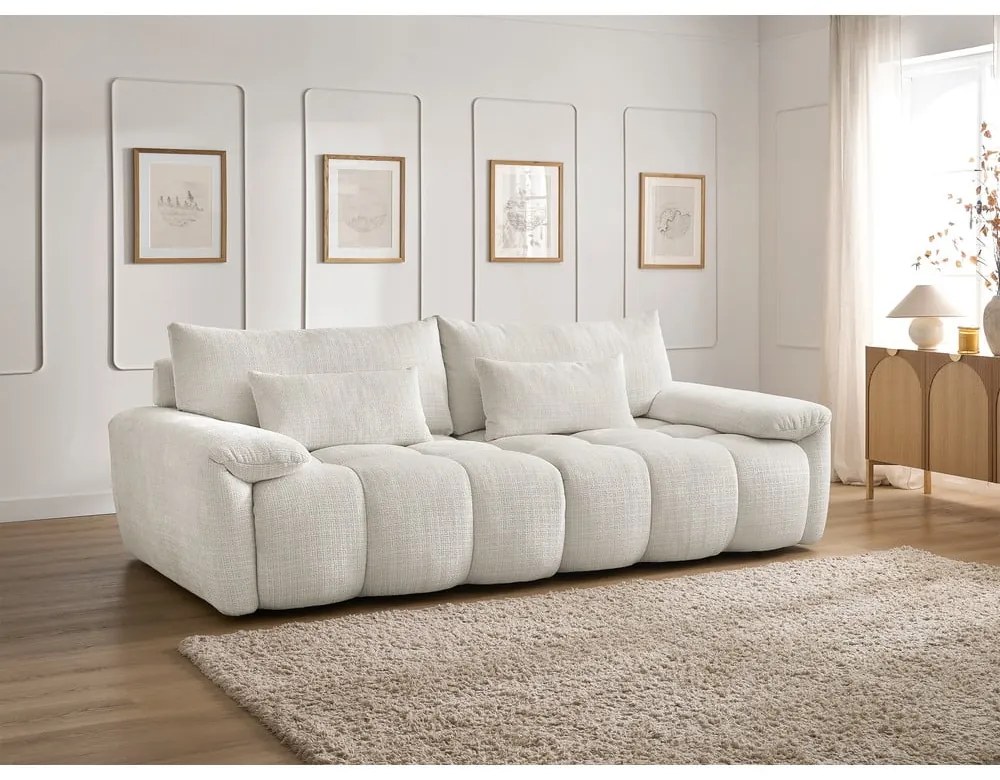 Biała sofa z tkaniny szenilowej 264 cm Ivane – Bobochic Paris