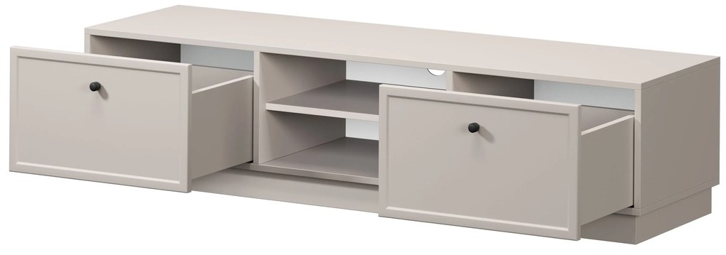 Szafka RTV Lorini 150 cm z szufladami - kaszmir / czarne uchwyty