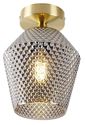 Lampa sufitowa w stylu art deco mosiądz z dymionym szkłem - Karce ArtDeco Oswietlenie wewnetrzne