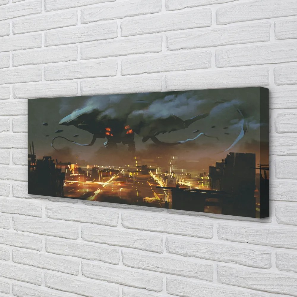 Duży obraz na płótnie Potwór w Mieście Nocą