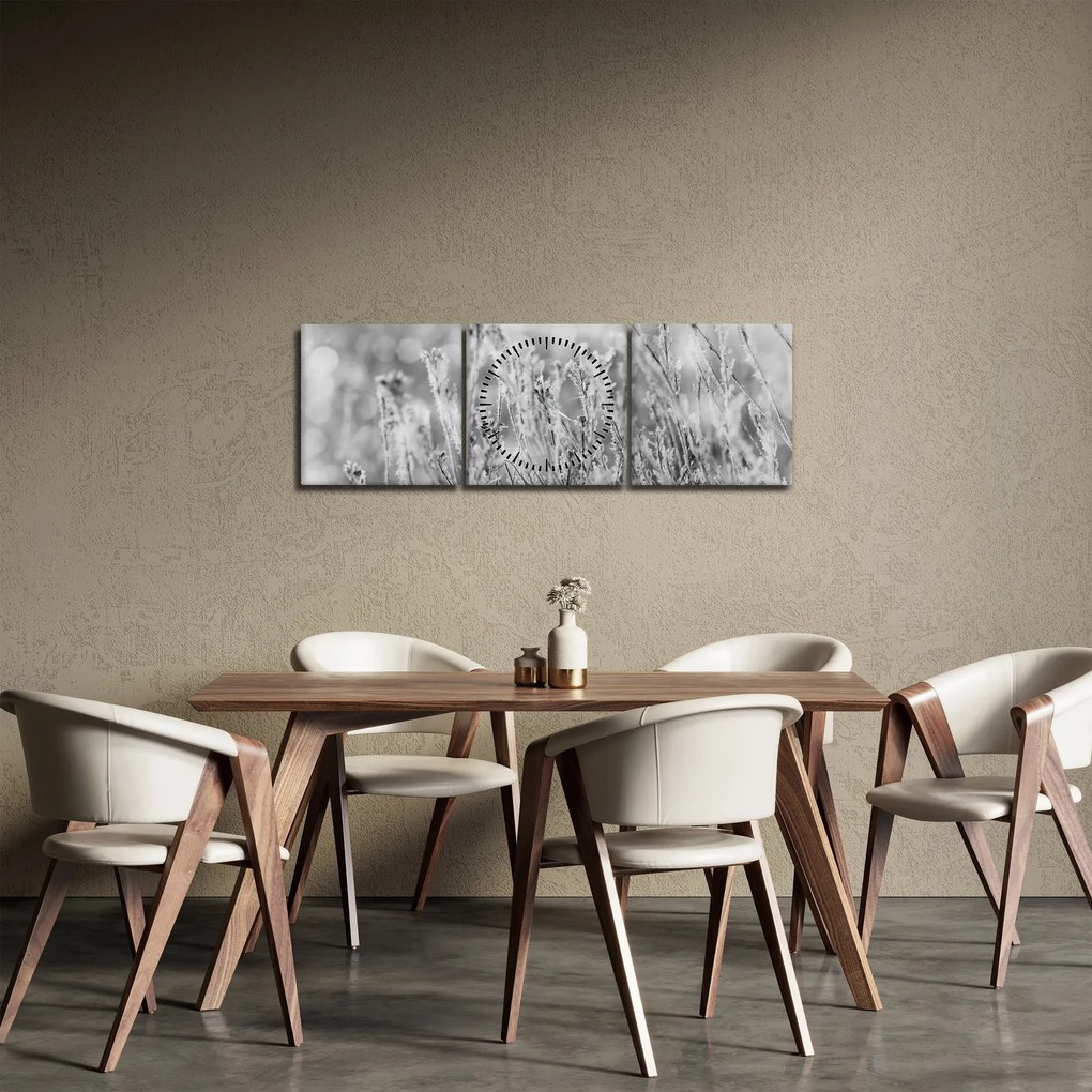 Obraz - Mroźna zima (z zegarem) (90x30 cm)