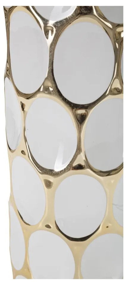 Ceramiczna lampa stołowa w biało-złotym kolorze z tekstylnym kloszem (wys. 56 cm) Glam Carv – Mauro Ferretti