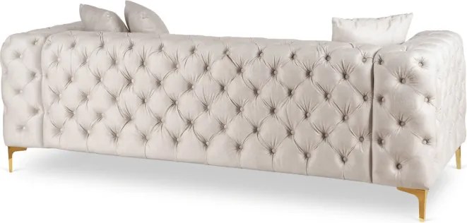 Sofa SORRENTO 3S Trzyosobowa Kremowa Welurowa Nowoczesna Glamour