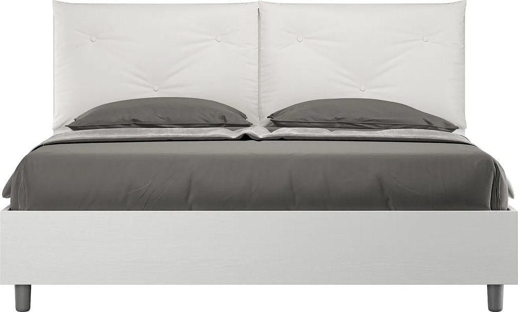 Łóżko wyposażone w stelaż z listwami 160x200 Frassino biała poduszkami sztucznej skóry biały Egos Appia