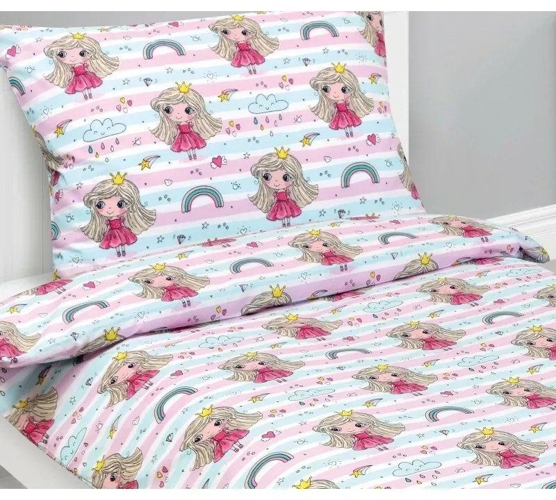 Bellatex Pościel dziecięca bawełniana JuniorPrincess różowa, 140 x 200, 70 x 90 cm