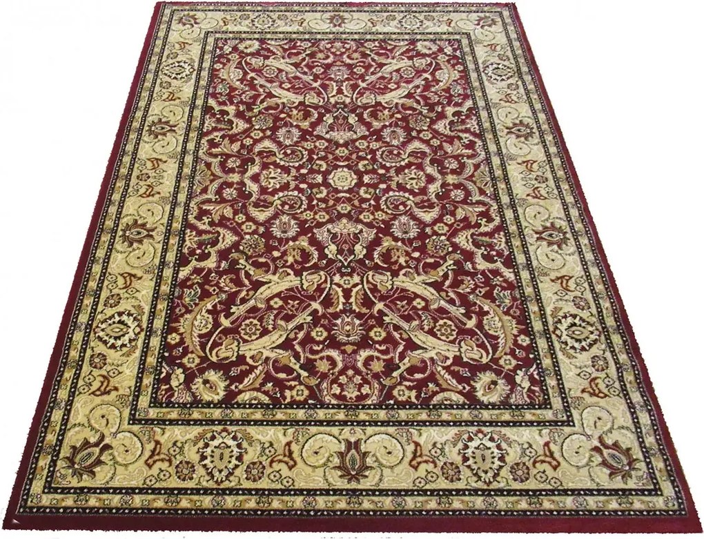 Czerwony zdobiony dywan w stylu vintage E3-L22