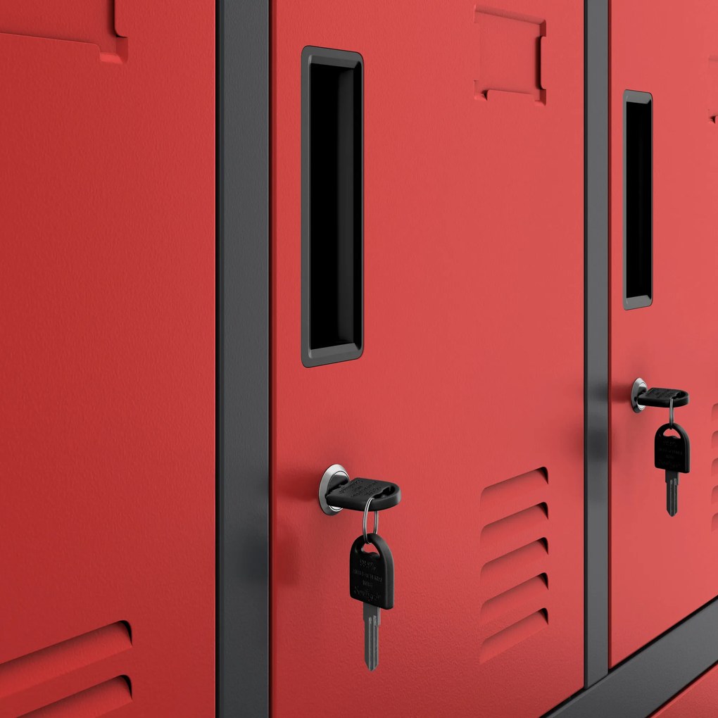 Metalowa szafa socjalna BHP skrytkowa ROBERT 1360 x 1720 x 450 mm, antracytowo-czerwona