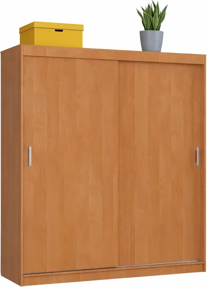 Klasyczna szafa przesuwna z półkami i drążkiem olcha T5-K87