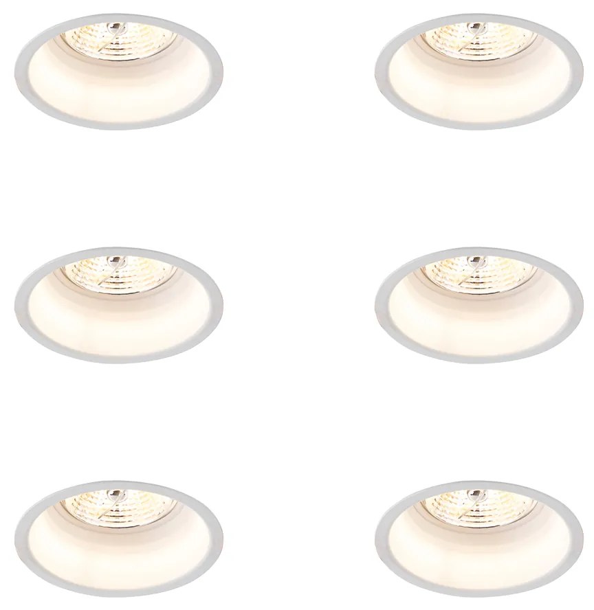 Zestaw 6 nowoczesnych reflektorów wpuszczanych białych AR70 - Dept