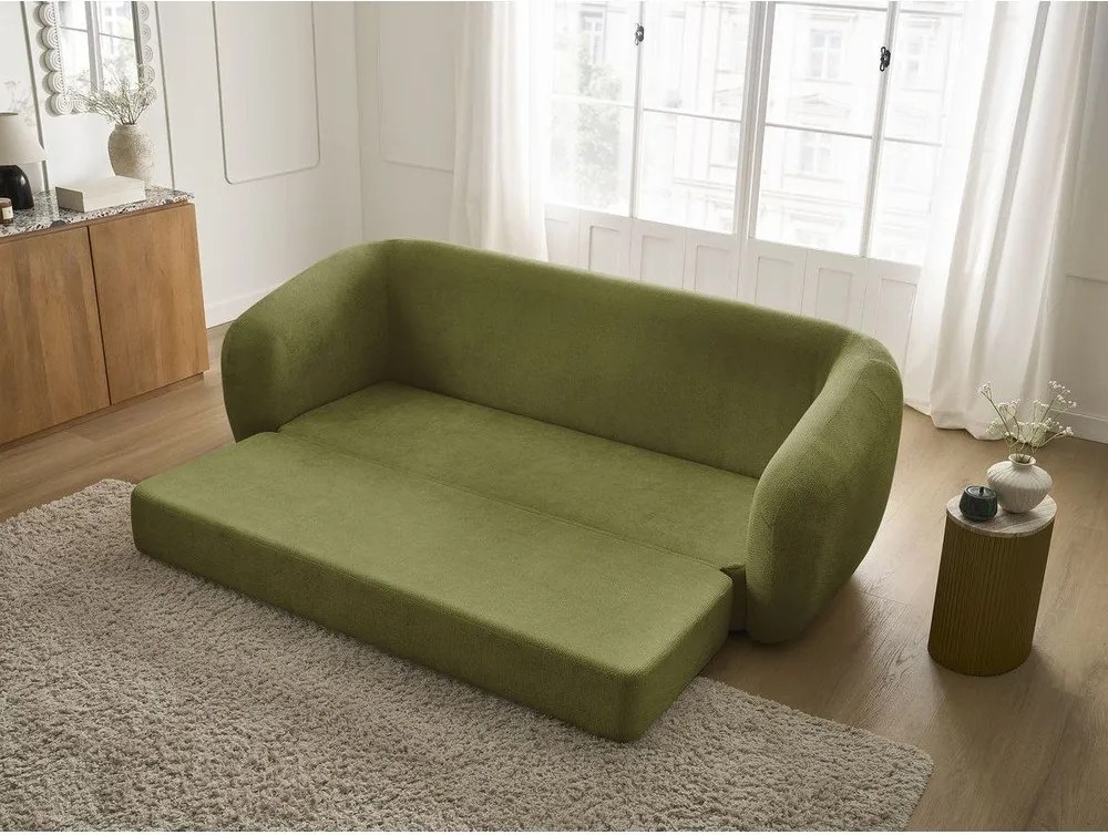 Zielona rozkładana sofa z tkaniny szenilowej 228 cm Neyo – Bobochic Paris