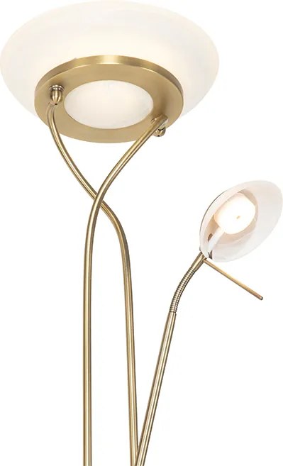 Lampa stojąca brązowa z LED i ściemniaczem z lampką do czytania - Empoli