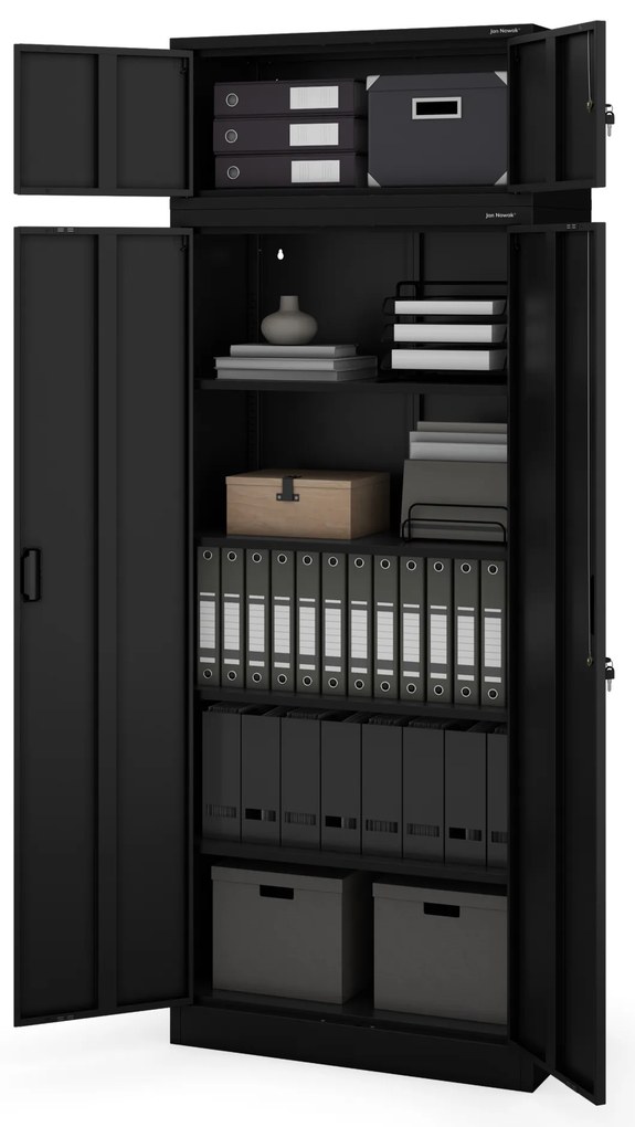 Szafa metalowa biurowa z 4 półkami czarna, 1750x800x400 mm: JAN Compact