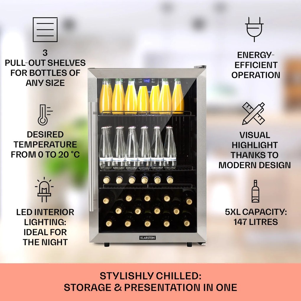 Klarstein Beersafe 85cm 147L Lodówka na Napoje Srebrny