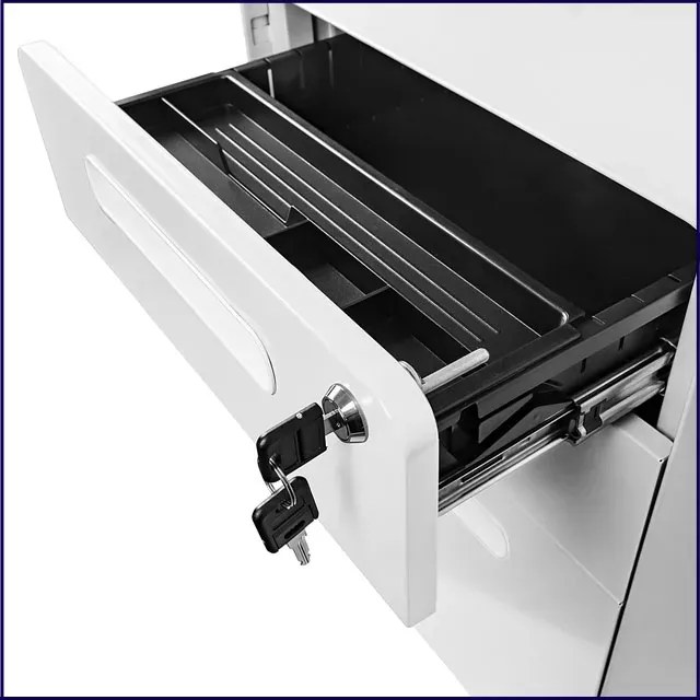 Biała szafka pod blat biurka na kółkach B5-Z40