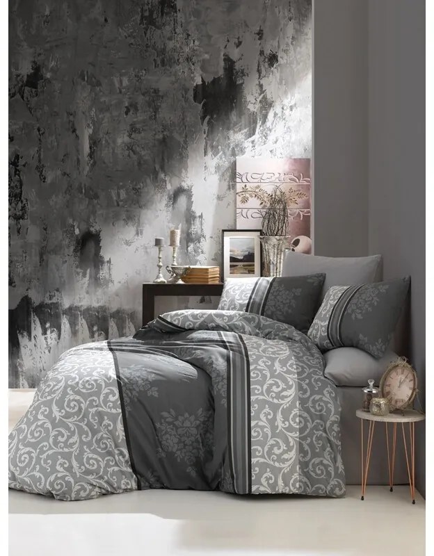BedTex Bawełniana pościel Natura szara, 220 x 200cm, 2 szt. 70 x 90 cm