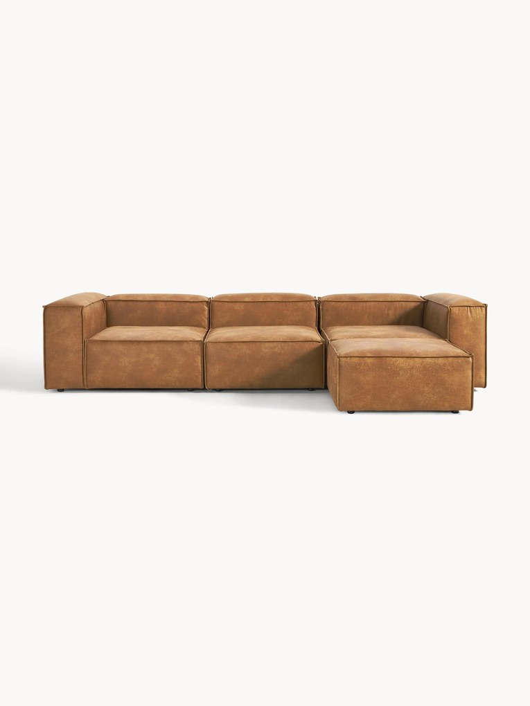 Sofa modułowa ze skóry z recyklingu z pufem Lennon (4-osobowa)