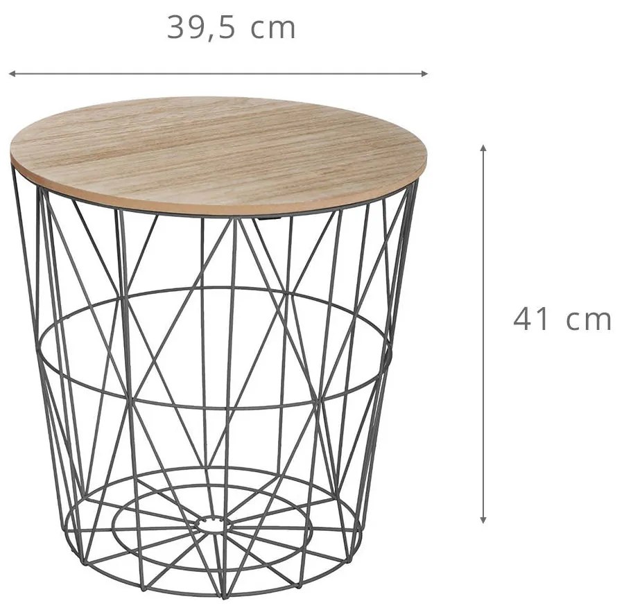 Stolik kawowy z funkcją schowka, kosz, 2w1