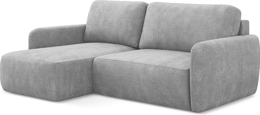 Narożnik lewostronny z funkcją spania - z tkaniny szenilowej - jasny szary - LILO