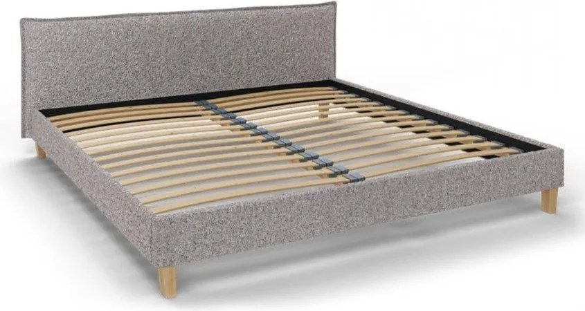 Szare tapicerowane łóżko dwuosobowe ze stelażem 200x200 cm Tina – Ropez