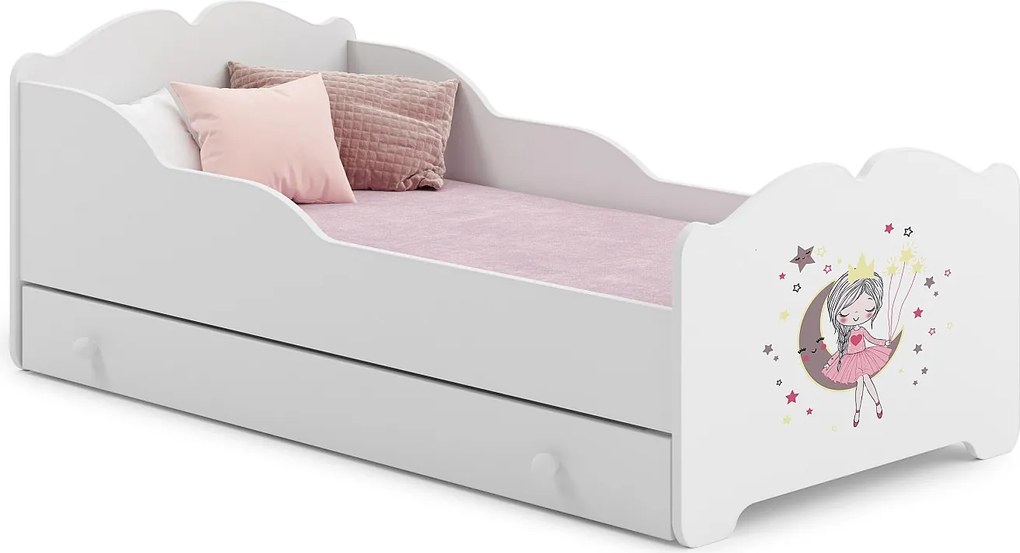 Łóżko dziecięce Anna 160x80 cm białe z szufladą, materac 7 cm i stelaż FLEX, maksymalne bezpieczeństwo