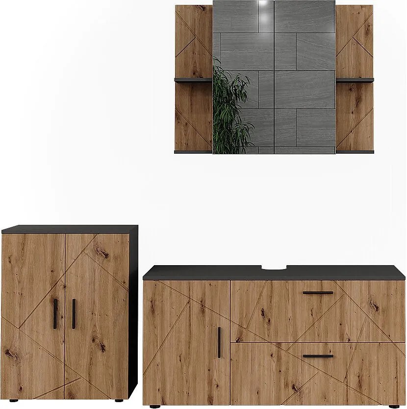 Zestaw mebli łazienkowych antracyt/dąb artisan 120.1x41x60.6 irma