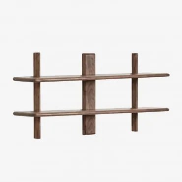 Regał Ścienny ↔︎120 Cm Z Drewna Akacjowego Erisu Ciemny Akacjowy Brąz & 2 Półki - Sklum