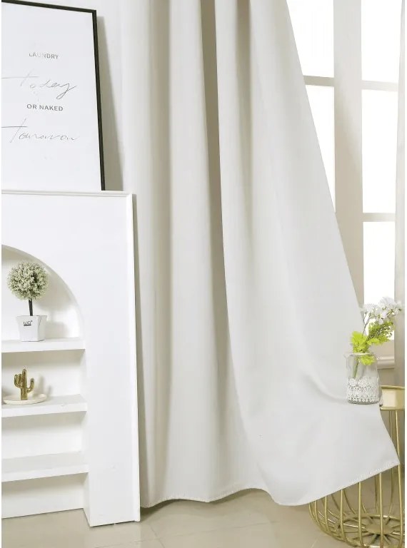 Biało-kremowa zasłona OXFORD 140x250 cm Zawieszanie: Taśma z wiązaniami