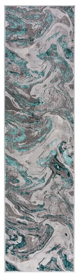 Szaro-turkusowy chodnik 60x230 cm Marbled – Flair Rugs