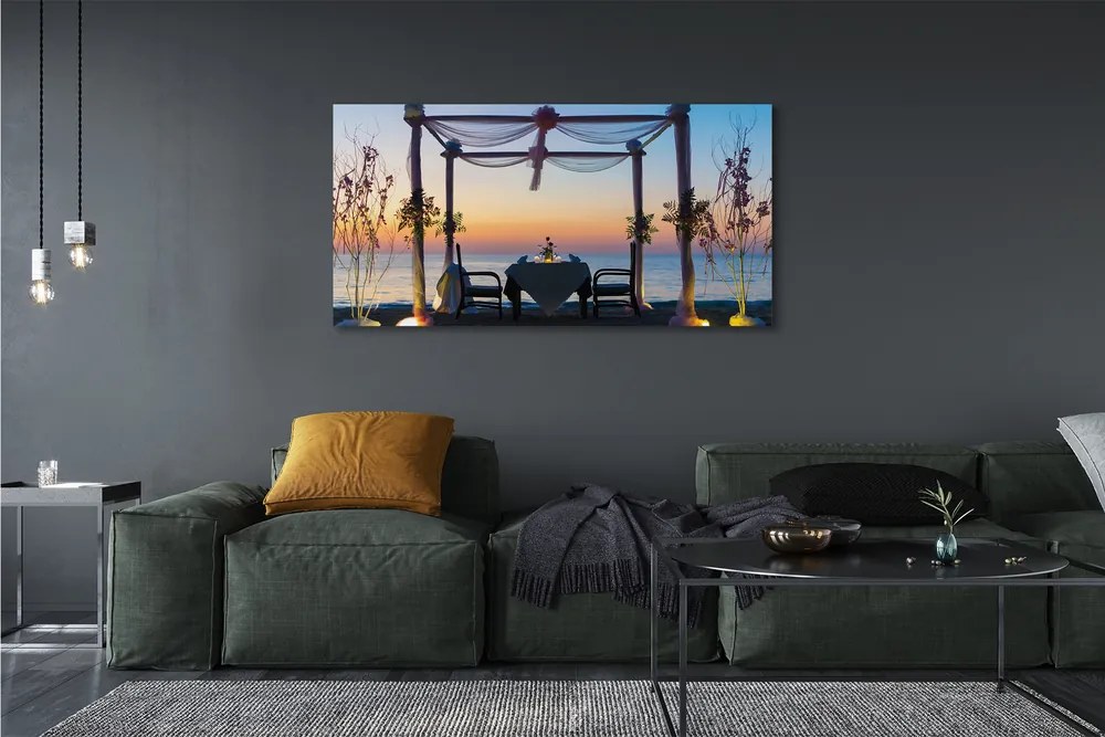 Obraz na płótnie Kolacja nad Morzem o Zachodzie