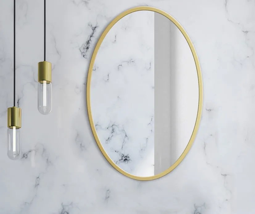 Lustro okrągłe 50cm złota rama, złoto szczotkowane