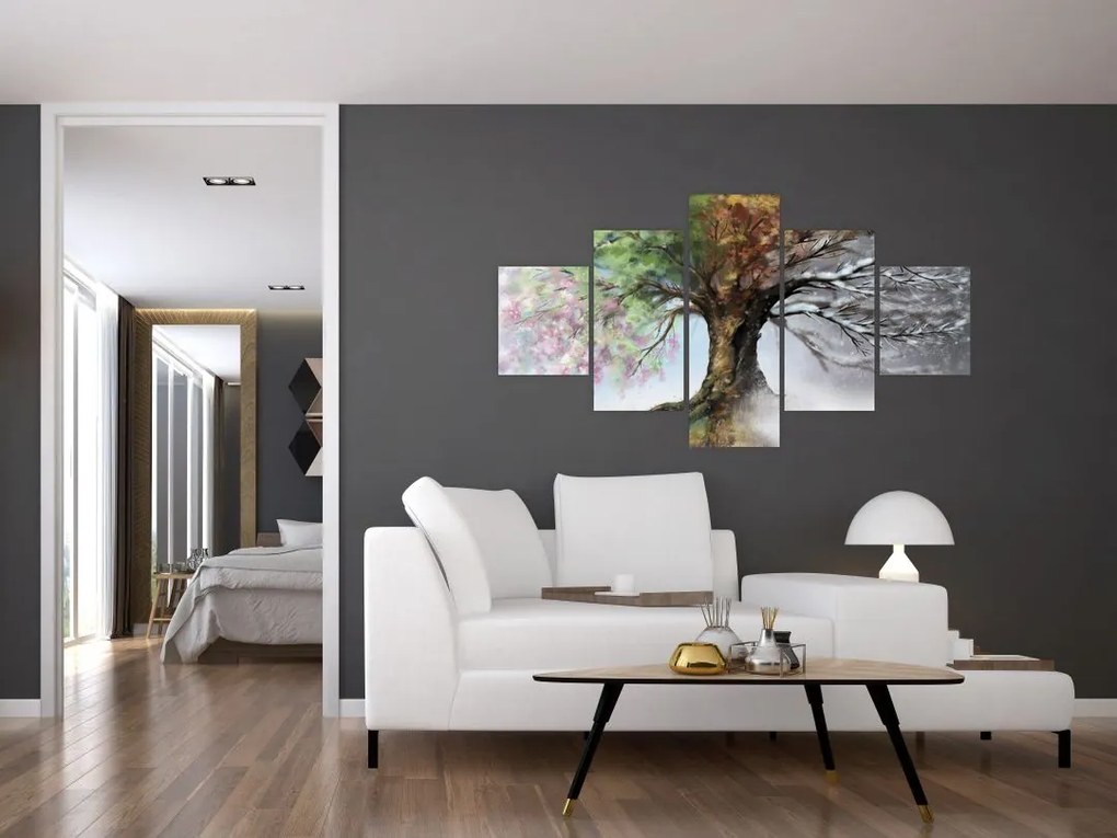 Obraz - Drzewo czterech pór roku (125x70 cm)