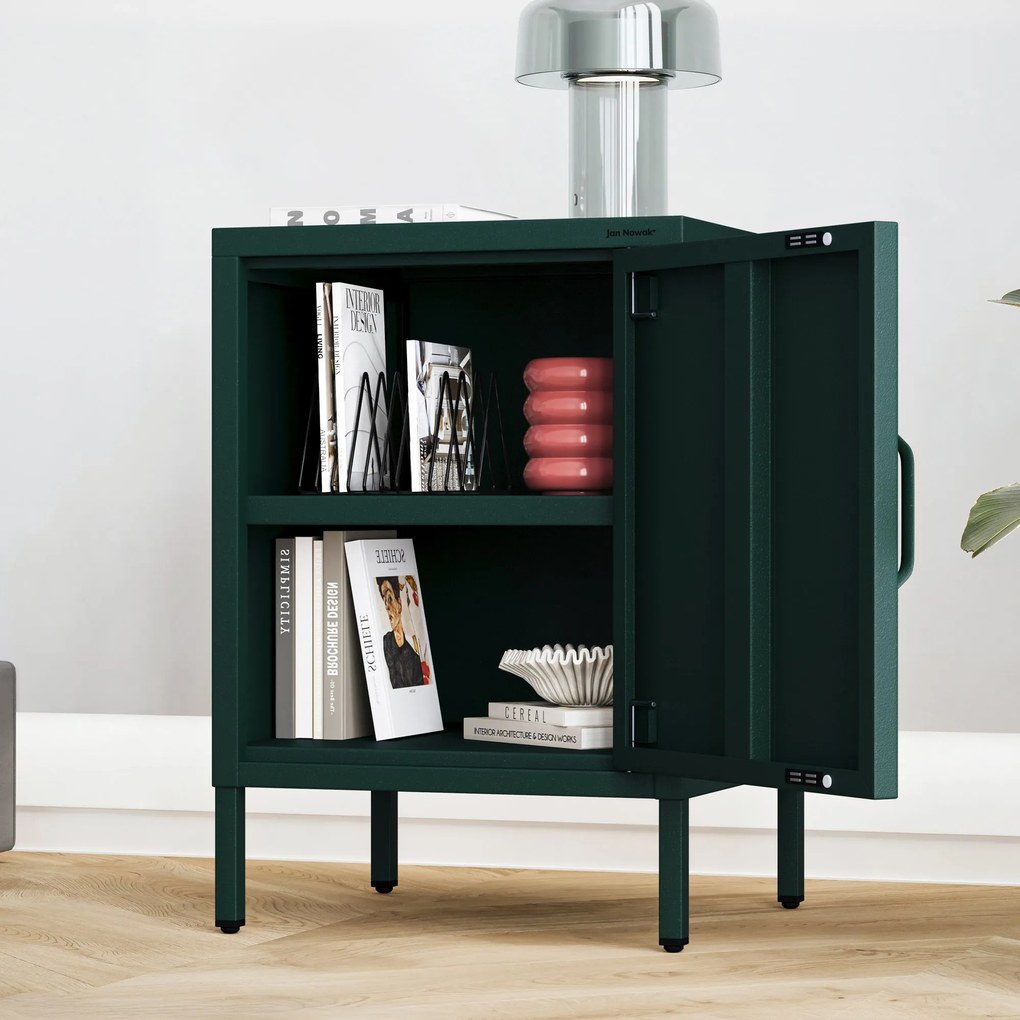 Szafka nocna metalowa butelkowa zieleń Modern MIA, 424 x 595 x 400 mm